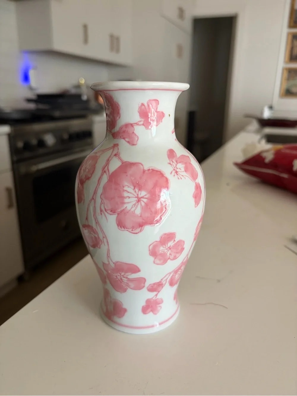 Pink Floral Porcelain Vase - Decorative Ceramic Accent